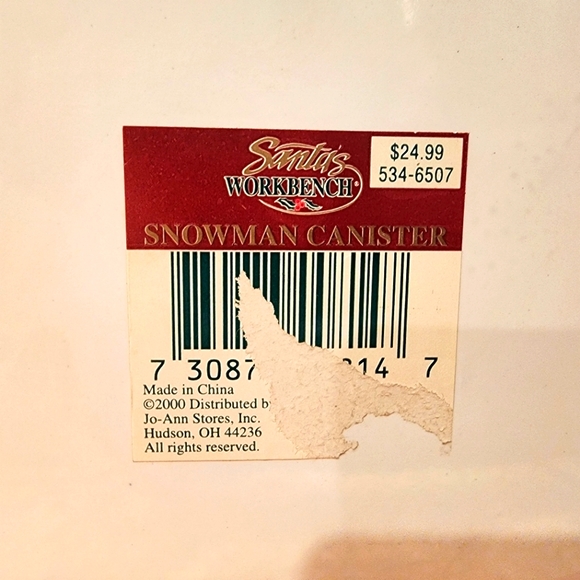 SANTA'S WORKSHOP SNOWMAN CANNISTER - Picture 2 of 9